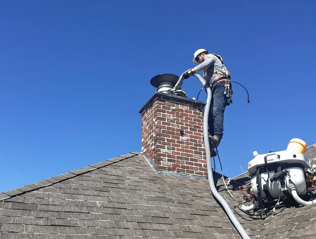 Dedicated Fountain Valley Chimney Sweep team member cleaning a chimney in Fountain Valley, CA