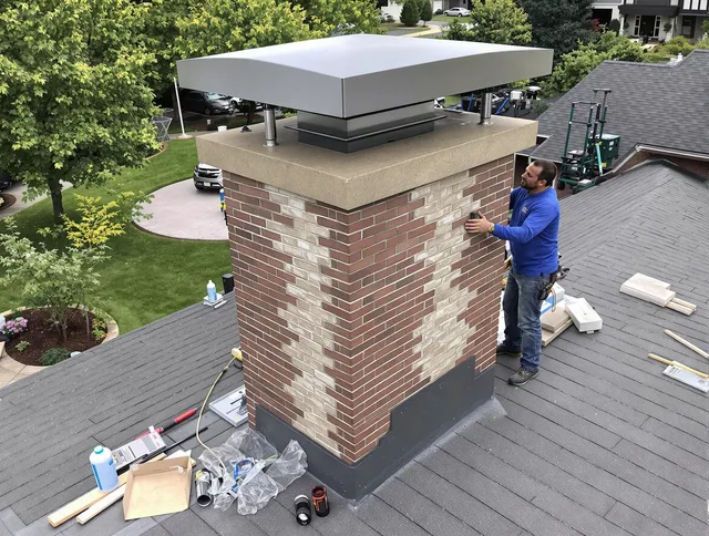 Fountain Valley Chimney Sweep team working on a custom chimney remodel in Fountain Valley, CA