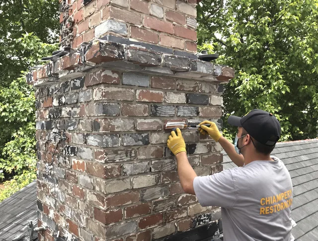 In-progress chimney restoration by Fountain Valley Chimney Sweep in Fountain Valley, CA