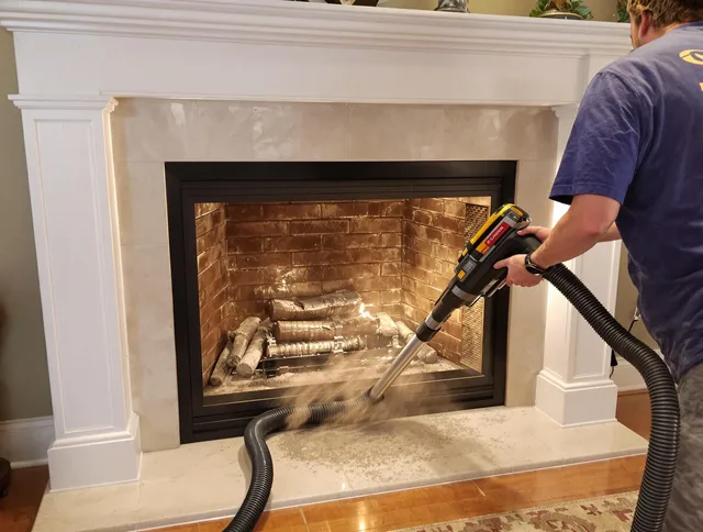 Fireplace cleaning performed by Fountain Valley Chimney Sweep in Fountain Valley, CA